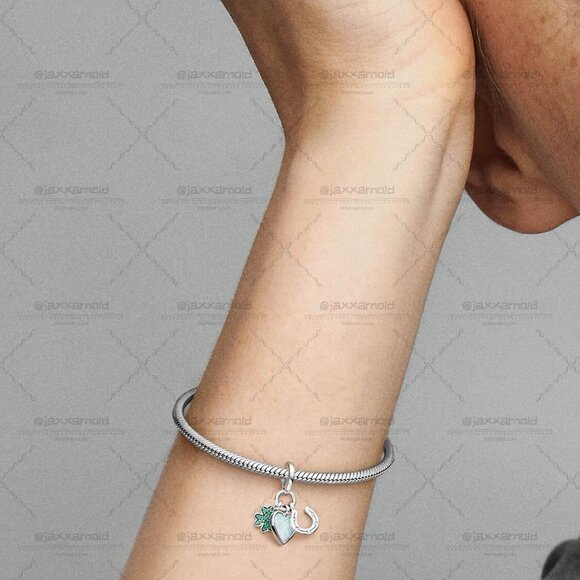 Pandora Four Leaf Clover, Heart and Horseshoe Triple Dangle Charm - Picture 4 of 5